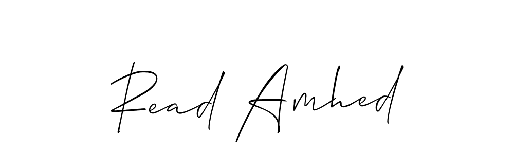 Use a signature maker to create a handwritten signature online. With this signature software, you can design (Allison_Script) your own signature for name Read Amhed. Read Amhed signature style 2 images and pictures png