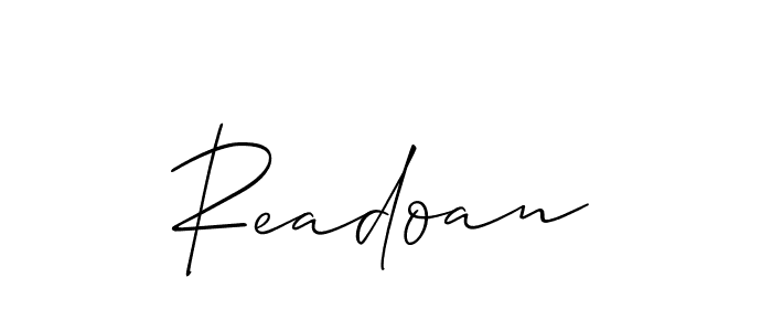 Design your own signature with our free online signature maker. With this signature software, you can create a handwritten (Allison_Script) signature for name Readoan. Readoan signature style 2 images and pictures png