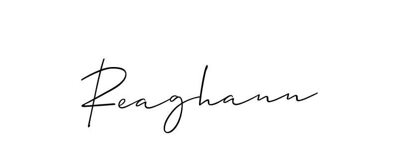 Use a signature maker to create a handwritten signature online. With this signature software, you can design (Allison_Script) your own signature for name Reaghann. Reaghann signature style 2 images and pictures png