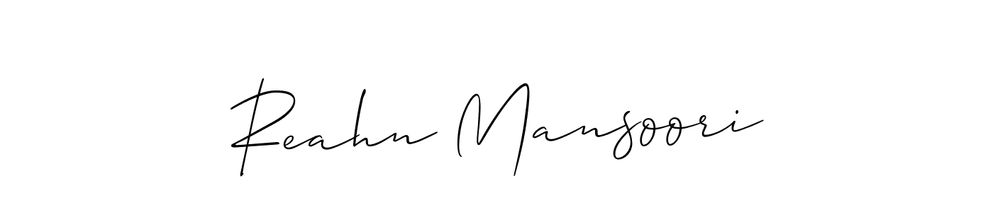 You should practise on your own different ways (Allison_Script) to write your name (Reahn Mansoori) in signature. don't let someone else do it for you. Reahn Mansoori signature style 2 images and pictures png