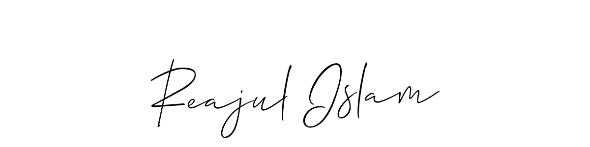 Create a beautiful signature design for name Reajul Islam. With this signature (Allison_Script) fonts, you can make a handwritten signature for free. Reajul Islam signature style 2 images and pictures png