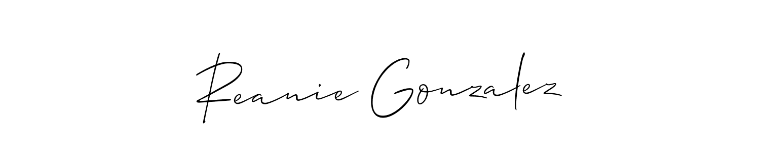 Also we have Reanie Gonzalez name is the best signature style. Create professional handwritten signature collection using Allison_Script autograph style. Reanie Gonzalez signature style 2 images and pictures png