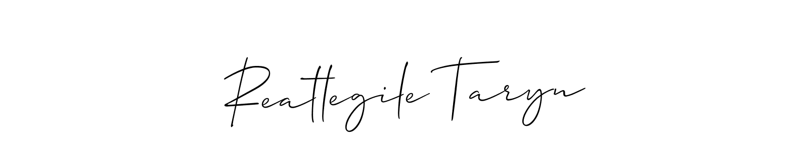 How to Draw Reatlegile Taryn signature style? Allison_Script is a latest design signature styles for name Reatlegile Taryn. Reatlegile Taryn signature style 2 images and pictures png