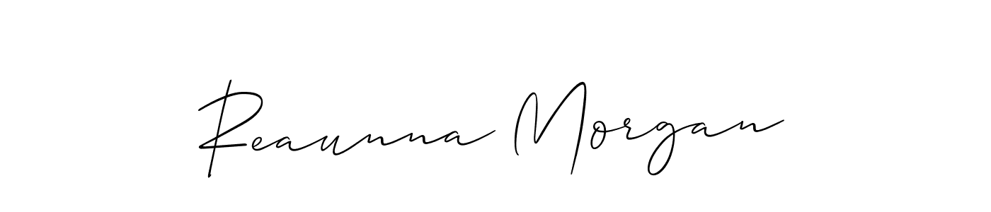 Reaunna Morgan stylish signature style. Best Handwritten Sign (Allison_Script) for my name. Handwritten Signature Collection Ideas for my name Reaunna Morgan. Reaunna Morgan signature style 2 images and pictures png
