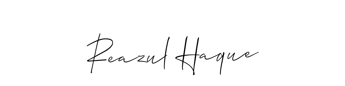 Also You can easily find your signature by using the search form. We will create Reazul Haque name handwritten signature images for you free of cost using Allison_Script sign style. Reazul Haque signature style 2 images and pictures png