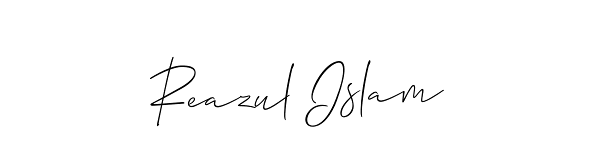 if you are searching for the best signature style for your name Reazul Islam. so please give up your signature search. here we have designed multiple signature styles  using Allison_Script. Reazul Islam signature style 2 images and pictures png