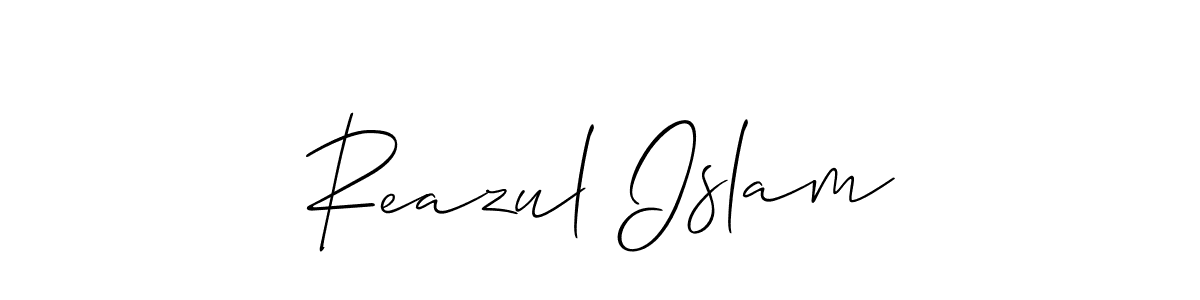 How to make Reazul Islam name signature. Use Allison_Script style for creating short signs online. This is the latest handwritten sign. Reazul Islam signature style 2 images and pictures png