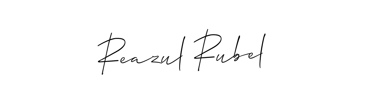 if you are searching for the best signature style for your name Reazul Rubel. so please give up your signature search. here we have designed multiple signature styles  using Allison_Script. Reazul Rubel signature style 2 images and pictures png