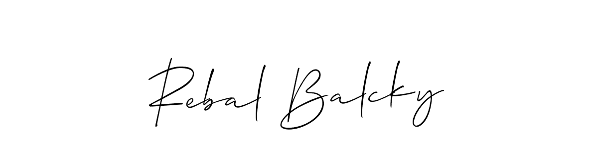 How to make Rebal Balcky name signature. Use Allison_Script style for creating short signs online. This is the latest handwritten sign. Rebal Balcky signature style 2 images and pictures png