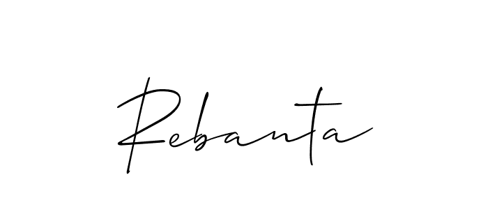 Make a beautiful signature design for name Rebanta. With this signature (Allison_Script) style, you can create a handwritten signature for free. Rebanta signature style 2 images and pictures png