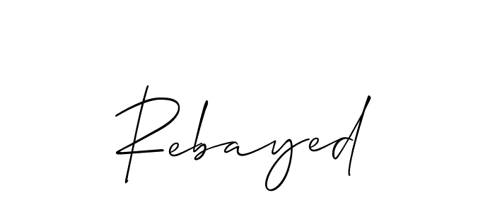 Use a signature maker to create a handwritten signature online. With this signature software, you can design (Allison_Script) your own signature for name Rebayed. Rebayed signature style 2 images and pictures png