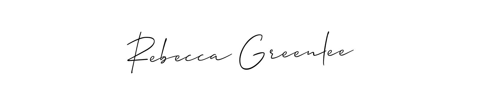 Rebecca Greenlee stylish signature style. Best Handwritten Sign (Allison_Script) for my name. Handwritten Signature Collection Ideas for my name Rebecca Greenlee. Rebecca Greenlee signature style 2 images and pictures png