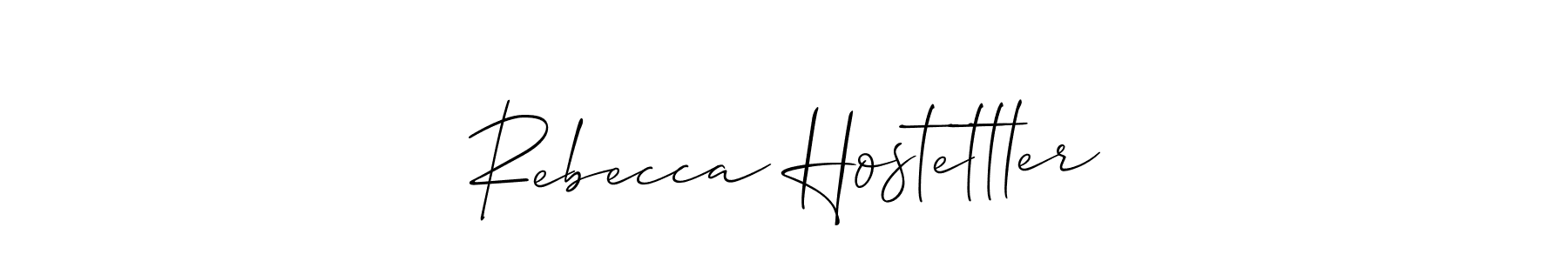 You should practise on your own different ways (Allison_Script) to write your name (Rebecca Hostettler) in signature. don't let someone else do it for you. Rebecca Hostettler signature style 2 images and pictures png