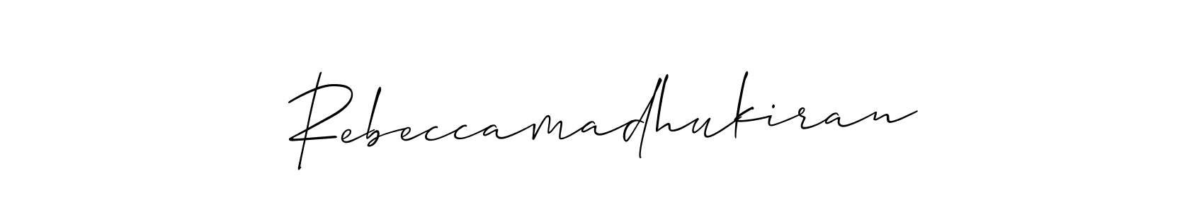 It looks lik you need a new signature style for name Rebeccamadhukiran. Design unique handwritten (Allison_Script) signature with our free signature maker in just a few clicks. Rebeccamadhukiran signature style 2 images and pictures png