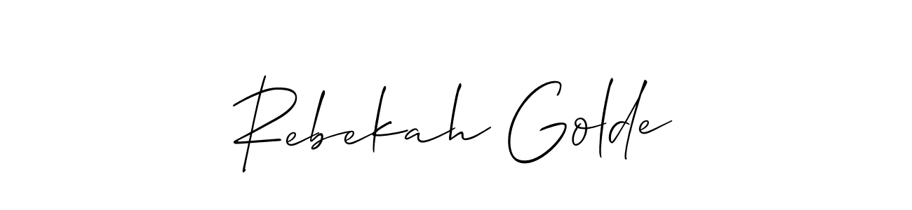 You should practise on your own different ways (Allison_Script) to write your name (Rebekah Golde) in signature. don't let someone else do it for you. Rebekah Golde signature style 2 images and pictures png