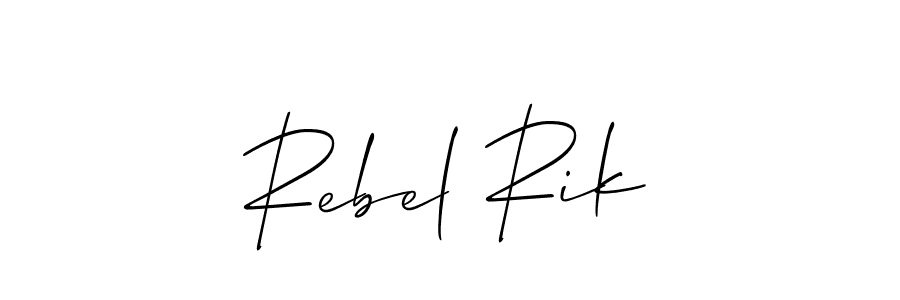 It looks lik you need a new signature style for name Rebel Rik. Design unique handwritten (Allison_Script) signature with our free signature maker in just a few clicks. Rebel Rik signature style 2 images and pictures png