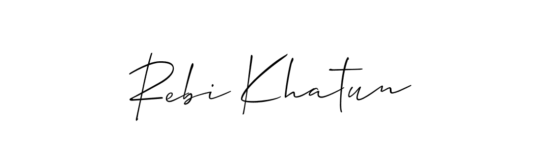 Allison_Script is a professional signature style that is perfect for those who want to add a touch of class to their signature. It is also a great choice for those who want to make their signature more unique. Get Rebi Khatun name to fancy signature for free. Rebi Khatun signature style 2 images and pictures png