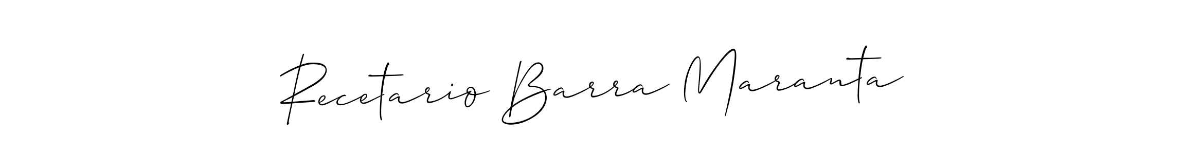 Make a beautiful signature design for name Recetario Barra Maranta. With this signature (Allison_Script) style, you can create a handwritten signature for free. Recetario Barra Maranta signature style 2 images and pictures png