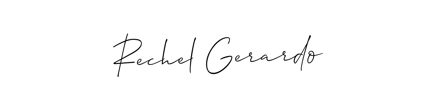 How to make Rechel Gerardo signature? Allison_Script is a professional autograph style. Create handwritten signature for Rechel Gerardo name. Rechel Gerardo signature style 2 images and pictures png