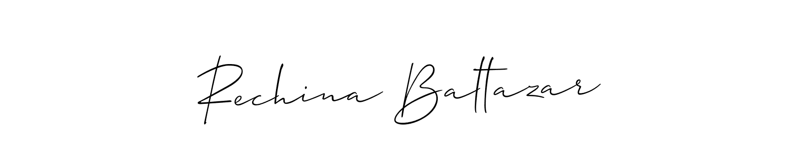 It looks lik you need a new signature style for name Rechina Baltazar. Design unique handwritten (Allison_Script) signature with our free signature maker in just a few clicks. Rechina Baltazar signature style 2 images and pictures png