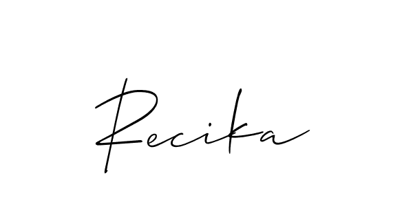 Check out images of Autograph of Recika name. Actor Recika Signature Style. Allison_Script is a professional sign style online. Recika signature style 2 images and pictures png