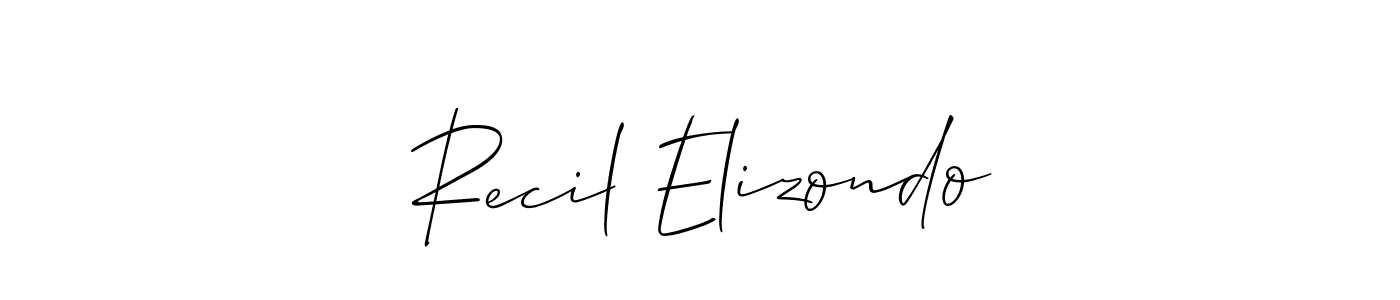 Create a beautiful signature design for name Recil Elizondo. With this signature (Allison_Script) fonts, you can make a handwritten signature for free. Recil Elizondo signature style 2 images and pictures png
