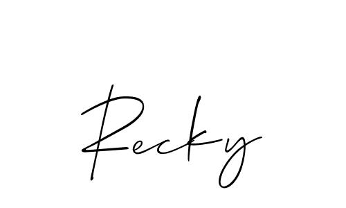 Recky stylish signature style. Best Handwritten Sign (Allison_Script) for my name. Handwritten Signature Collection Ideas for my name Recky. Recky signature style 2 images and pictures png