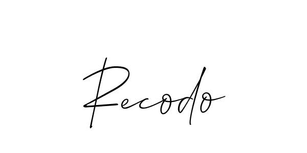 Allison_Script is a professional signature style that is perfect for those who want to add a touch of class to their signature. It is also a great choice for those who want to make their signature more unique. Get Recodo name to fancy signature for free. Recodo signature style 2 images and pictures png