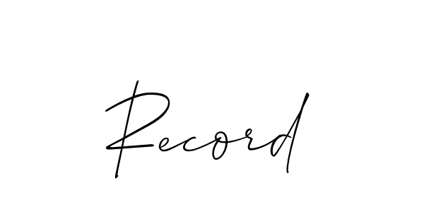 It looks lik you need a new signature style for name Record. Design unique handwritten (Allison_Script) signature with our free signature maker in just a few clicks. Record signature style 2 images and pictures png