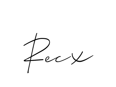 It looks lik you need a new signature style for name Recx. Design unique handwritten (Allison_Script) signature with our free signature maker in just a few clicks. Recx signature style 2 images and pictures png