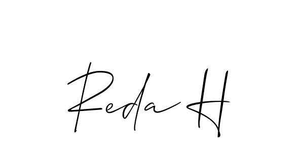 How to make Reda H name signature. Use Allison_Script style for creating short signs online. This is the latest handwritten sign. Reda H signature style 2 images and pictures png