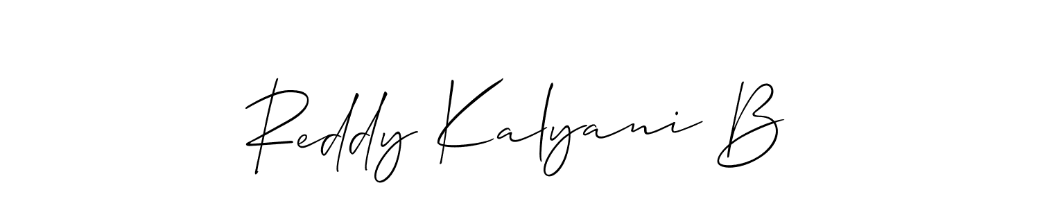 How to make Reddy Kalyani B name signature. Use Allison_Script style for creating short signs online. This is the latest handwritten sign. Reddy Kalyani B signature style 2 images and pictures png