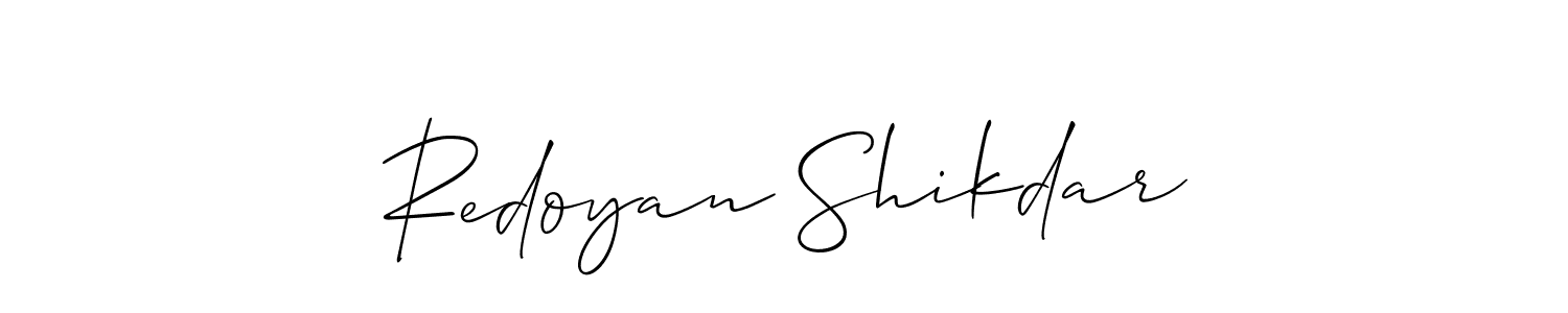 Allison_Script is a professional signature style that is perfect for those who want to add a touch of class to their signature. It is also a great choice for those who want to make their signature more unique. Get Redoyan Shikdar name to fancy signature for free. Redoyan Shikdar signature style 2 images and pictures png