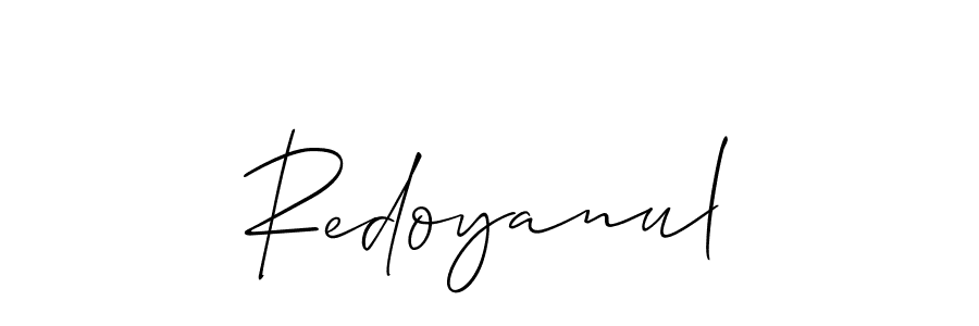 The best way (Allison_Script) to make a short signature is to pick only two or three words in your name. The name Redoyanul include a total of six letters. For converting this name. Redoyanul signature style 2 images and pictures png