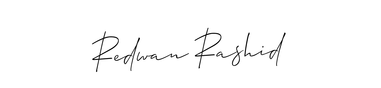 The best way (Allison_Script) to make a short signature is to pick only two or three words in your name. The name Redwan Rashid include a total of six letters. For converting this name. Redwan Rashid signature style 2 images and pictures png