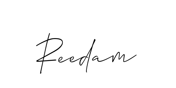 Use a signature maker to create a handwritten signature online. With this signature software, you can design (Allison_Script) your own signature for name Reedam. Reedam signature style 2 images and pictures png