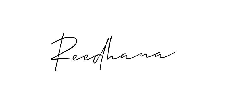 Allison_Script is a professional signature style that is perfect for those who want to add a touch of class to their signature. It is also a great choice for those who want to make their signature more unique. Get Reedhana name to fancy signature for free. Reedhana signature style 2 images and pictures png