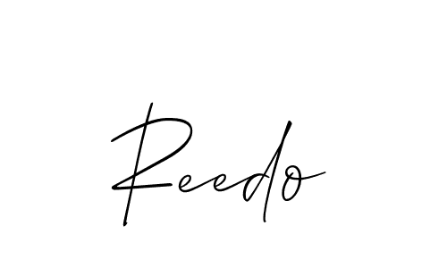 Use a signature maker to create a handwritten signature online. With this signature software, you can design (Allison_Script) your own signature for name Reedo. Reedo signature style 2 images and pictures png