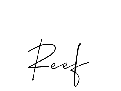 if you are searching for the best signature style for your name Reef. so please give up your signature search. here we have designed multiple signature styles  using Allison_Script. Reef signature style 2 images and pictures png