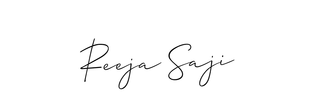 Make a beautiful signature design for name Reeja Saji. With this signature (Allison_Script) style, you can create a handwritten signature for free. Reeja Saji signature style 2 images and pictures png