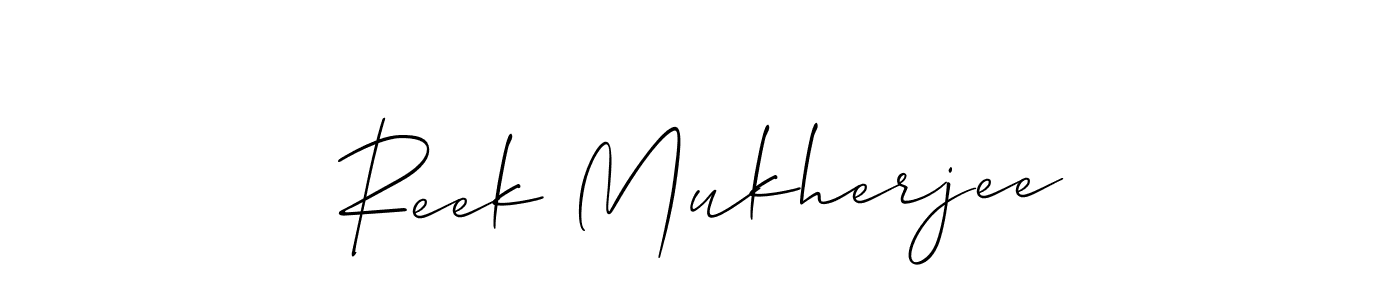 Also we have Reek Mukherjee name is the best signature style. Create professional handwritten signature collection using Allison_Script autograph style. Reek Mukherjee signature style 2 images and pictures png