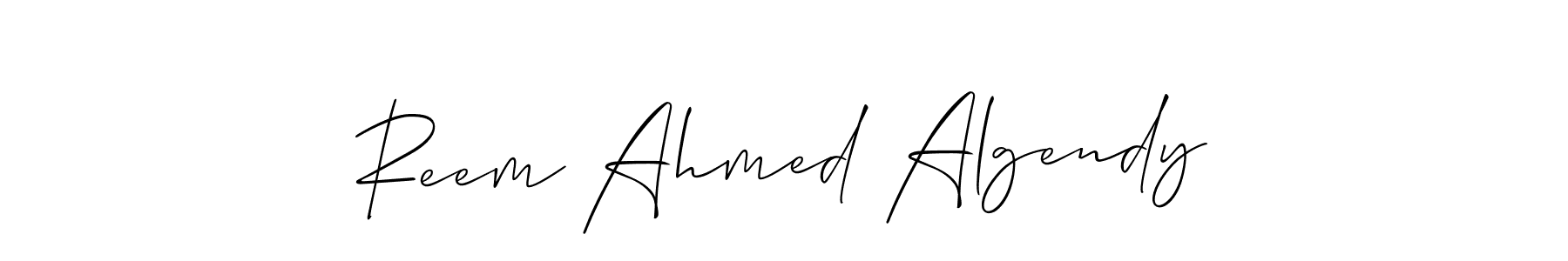 The best way (Allison_Script) to make a short signature is to pick only two or three words in your name. The name Reem Ahmed Algendy include a total of six letters. For converting this name. Reem Ahmed Algendy signature style 2 images and pictures png