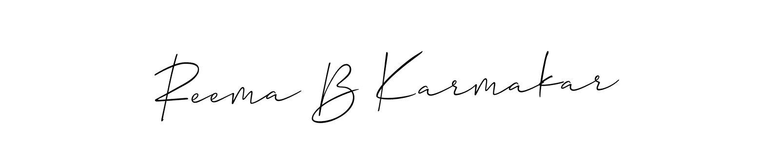 Design your own signature with our free online signature maker. With this signature software, you can create a handwritten (Allison_Script) signature for name Reema B Karmakar. Reema B Karmakar signature style 2 images and pictures png