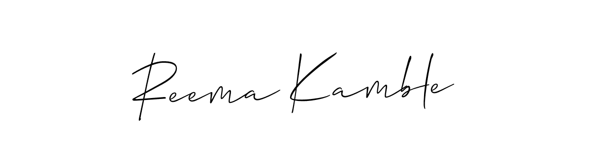 It looks lik you need a new signature style for name Reema Kamble. Design unique handwritten (Allison_Script) signature with our free signature maker in just a few clicks. Reema Kamble signature style 2 images and pictures png