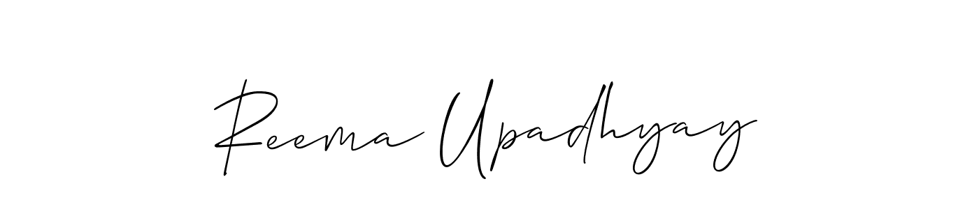 Create a beautiful signature design for name Reema Upadhyay. With this signature (Allison_Script) fonts, you can make a handwritten signature for free. Reema Upadhyay signature style 2 images and pictures png