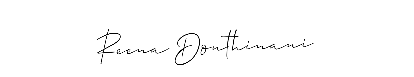 How to make Reena Donthinani name signature. Use Allison_Script style for creating short signs online. This is the latest handwritten sign. Reena Donthinani signature style 2 images and pictures png