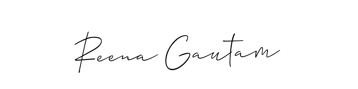 Create a beautiful signature design for name Reena Gautam. With this signature (Allison_Script) fonts, you can make a handwritten signature for free. Reena Gautam signature style 2 images and pictures png