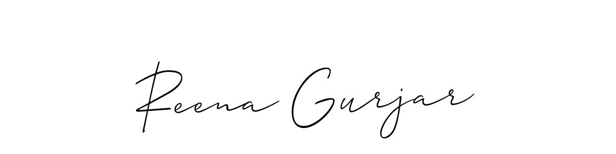 Also we have Reena Gurjar name is the best signature style. Create professional handwritten signature collection using Allison_Script autograph style. Reena Gurjar signature style 2 images and pictures png