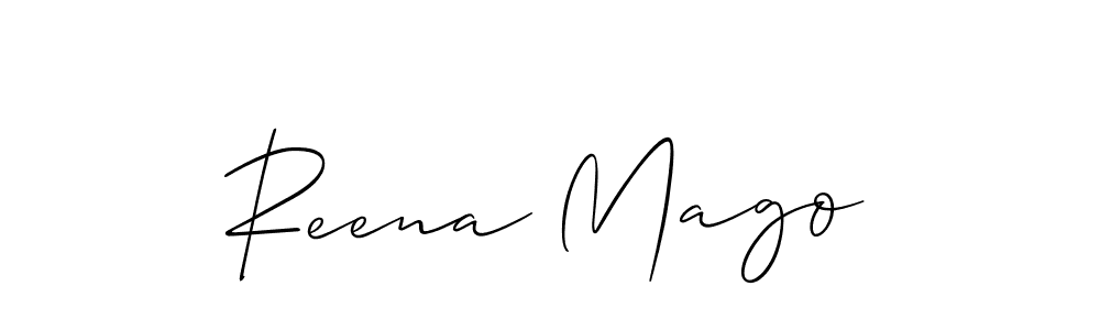 Reena Mago stylish signature style. Best Handwritten Sign (Allison_Script) for my name. Handwritten Signature Collection Ideas for my name Reena Mago. Reena Mago signature style 2 images and pictures png
