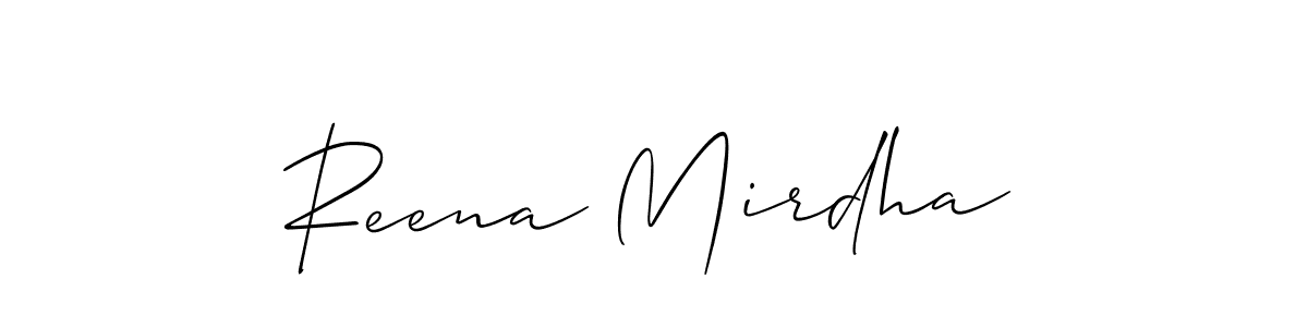 Allison_Script is a professional signature style that is perfect for those who want to add a touch of class to their signature. It is also a great choice for those who want to make their signature more unique. Get Reena Mirdha name to fancy signature for free. Reena Mirdha signature style 2 images and pictures png